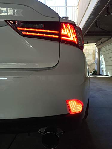 Ijdmtoy Red Lens 69-Smd Led Bumper Reflector Lights Compatible With 2014-2020 Lexus Is250 Is350 Is200T Is300, Function As Tail, Brake & Rear Fog Lamps #TOP4