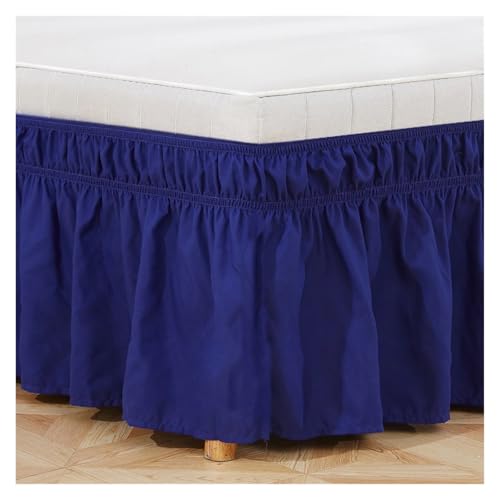 Falda de Cama for habitación de Hotel, Faldas de Cama elásticas envolventes sin Superficie de Cama, tamaño Doble/Completo/Queen/King, 38cm de Altura for decoración del hogar(Blue,Twin 39x75x15 Inch)