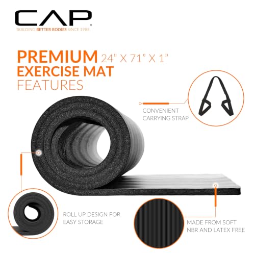 CAP Barbell 1-Inch High Density Exercise Yoga Mat with Strap | Multiple Colors - Image 4