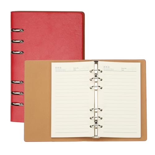 Carnet A6 rechargeable rouge pour bureau étude et notes de planificateur