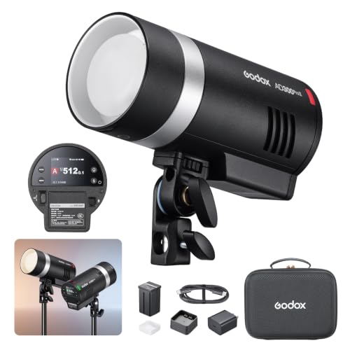 Image of Godox AD300 PRO II Outdoor Flash Strobe Light - Upgraded Heads (AD-S2 & Bare Bulb), 200Ws Bi-Color Model Lamp, 2.4G TTL & HSS,One-Tap Pairing Compatible with Canon, Nikon, Sony, Fujifilm, Olympus