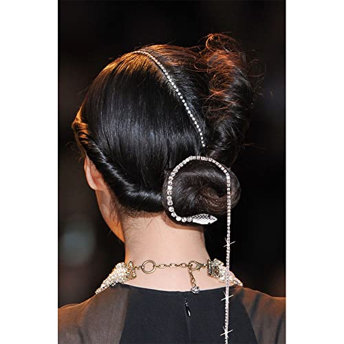 2 PCS Cadenas para el Cabello con Cuentas de Serpiente y Borlas Largas de Cristal, Accesorios Brillantes para el Cabello, Clips Decortativos Plateados para Mujeres y Niñas miniatura 3