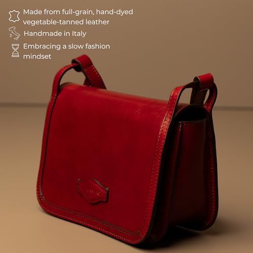 Image of Time Resistance Leather Crossbody Bag - Messenger Bag with Magnetic Closure - Leather Handbag Purse for Women