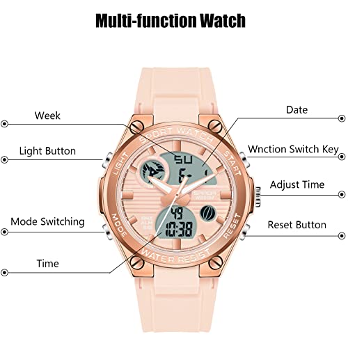 Rorios Women's Watch Digital Waterproof Watches Quartz Sports Watch With Alarm Timer Multifunction Wrist Watches For Girls Ladies #TOP2