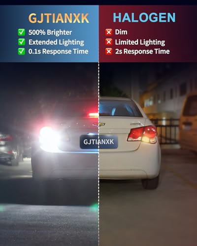GJTIANXK 3157 LED Bulb Reverse Light 4000 Lumen Super Bright 4114 3156 3056 3057 4157 3047 4057 3457 LED Bulb Back Up Light Tail Signal Brake Parking Light DRL, 6000K White (Pack of 2) - Image 4