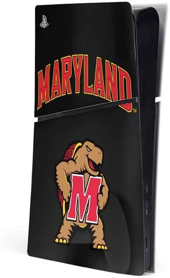 Skinit Decal Gaming Skin Compatible with PS5 Slim Digital Edition Console - Officially Licensed University of Maryland Collegiate Text Red Design