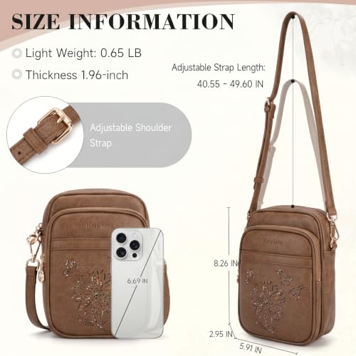 Image of Small Crossbody Bags for Women, RFID Phone Purse with Card Slots, Triple Compartments Lightweight Shoulder Bag