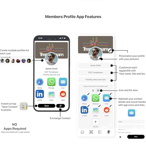 TAPro Digital Business Card – NFC & QR Code Tap to Share Contactless Info, No App Required, Pocket-Sized Smart Contact Card for iPhone & Android by TAPro - Used condition - Image 4