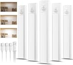 YiaMia 5 Pack sous l'éclairage de cabinet sans fil, 8 Inch Rechargeable Motion Sensor Lights Indoor, Magnetic Stick LED Sous les lumières de comptoir Éclairage de cabinet variable pour armoires de cuisine