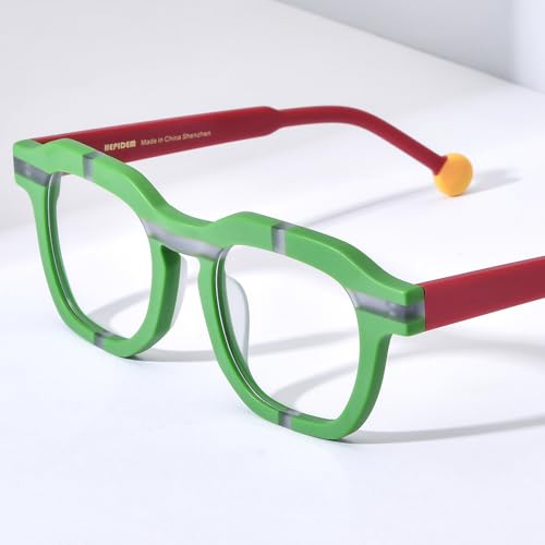Image of HEPIDEM Multicolor Acetate Glasses Frame Women,Oversize Round Optical Eyeglasses