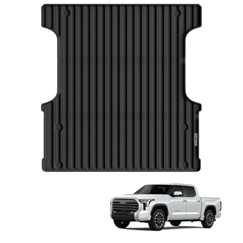 WEIZE Truck Bed Mat for Toyota Tundra 2022 2023 2024 2025 2026 CrewMax 5.5FT All Weather Protection TPE Truck Bed Liner Durable Easy Clean Black