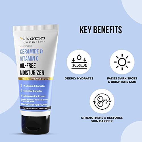 Dr. Sheth's Ceramide & Vitamin C Oil - Free Moisturizer| Lightweight Moisturizer to Hydrate & Brighten Skin | With Vitamin C, Ceramide &... - Image 2