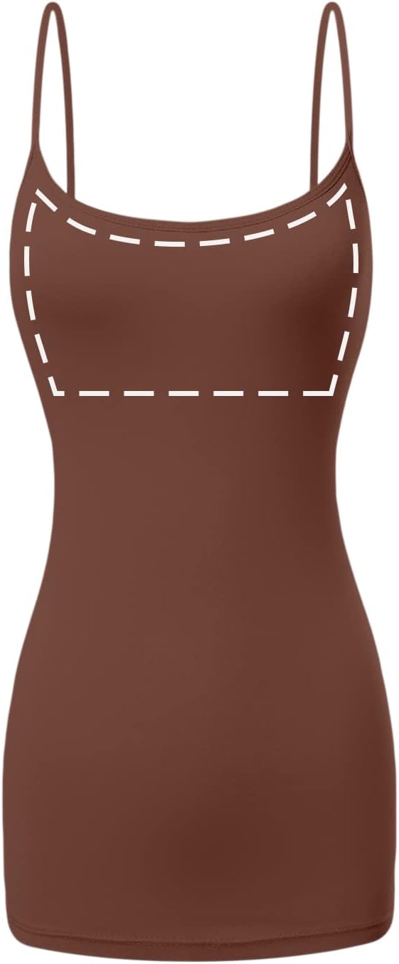 Long Cotton Camisole Top with Built in Bra