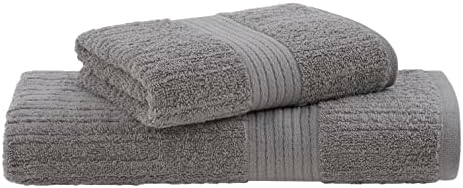 Buddemeyer Jogo de Toalhas Fio Penteado Canelado Banho Kaki 2 Peç...