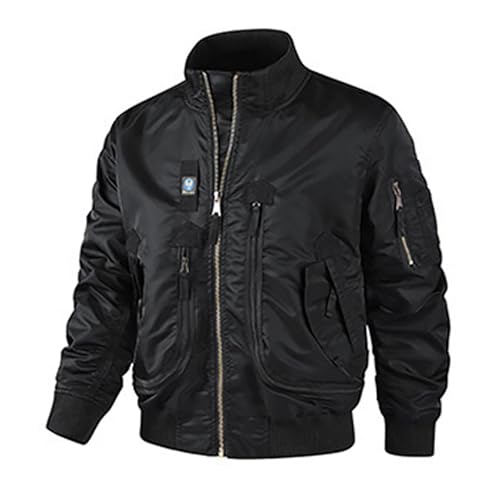 Veste bomber tactique homme col montant mi-saison avec poches