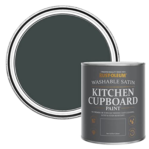 Rust-Oleum Black Scrubbable Kitchen Cupboard Paint in Satin Finish - Black Sand 750ml
