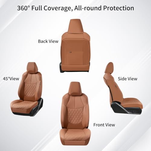 Image of Huidasource Custom Fit RAV4 (Gas Only) Front Seat Covers, Brown Waterproof Faux Leather Full-Coverage for 2019-2024 Toyota RAV4 LE /XLE & XLE Premium /Limited (Does Not Fit Adventure and TRD Off-Road)