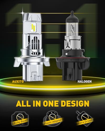Image of AUXITO H13 Bulbs, 40000LM 9008 LED Super Bright, 900% Light Bulbs, Plug N Play, Long Lifespan, 2PCS