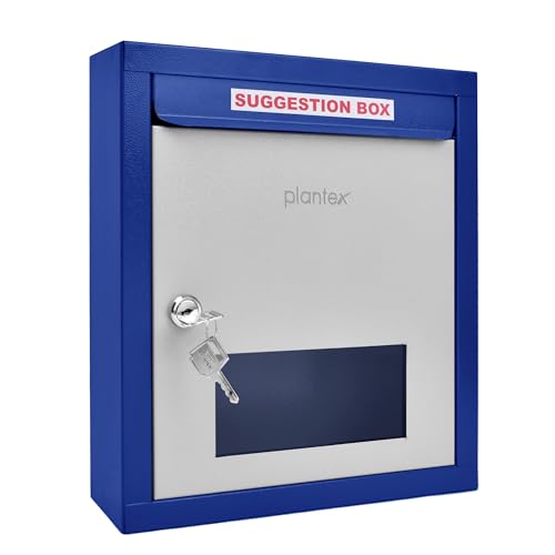 Image of Plantex All in One Multipurpose Letter Box /Suggestion Box for Office /Post Box for Home gate /Donation Box /Complaint Box /with Lock -Wall Mount - (Blue & Ivory)