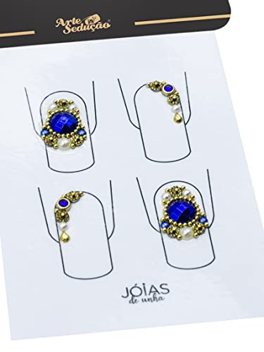 Kit 20 Jóias de Unha Adesivos Pedrarias para Unhas, Arte Sedução