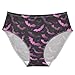 Peystean Women's Underwear Briefs,Fashion Pink Bats Halloween Floral Comfy Girls Mid Waist Brief Stretchy Ladies Breathable Bikini Cheeky Panties for Woman XL