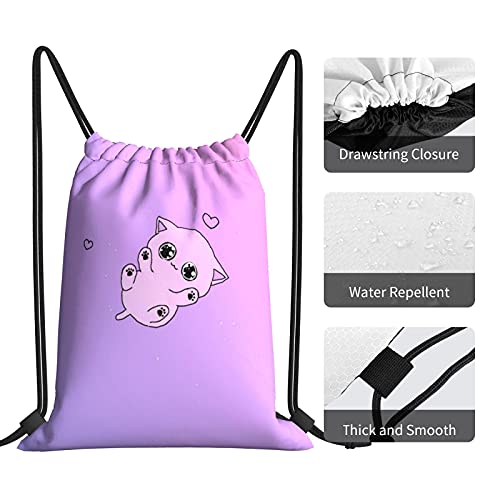 Leuke kat cartoon trekkoord rugzak tas sport gym wandelen yoga zwemmen reizen strand tas tas voor vrouwen mannen - Image 6