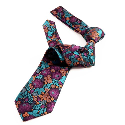 Image of Alizeal Mens 3.15'' Natural Flower Pattern Tie with Floral Pocket Square Set