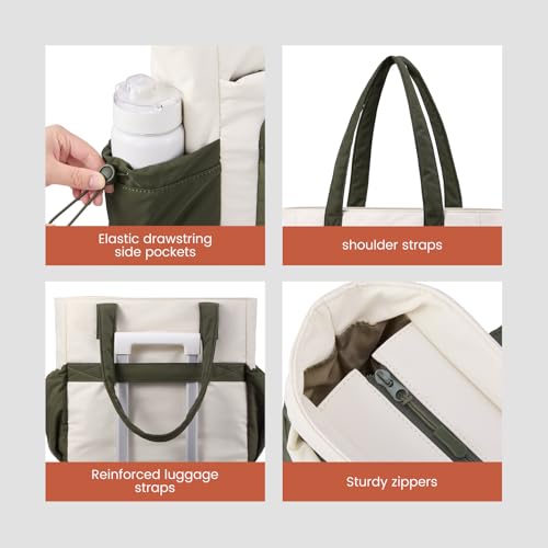 Image of LOVEVOOK Tote Bag for Women, 15.6 inch Laptop Work Bag with Cup Holder | 15.6 inch Padded Laptop Compartment Lightweight Puffer Design Multiple Organized Pockets Work, Travel & Everyday Ready