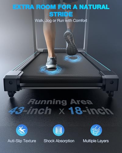 Image of WELLFIT Auto Incline Folding Treadmill - 15% Incline Desk Walking Pad Treadmill with Handlebar, 400 lbs Heavy-Duty Capacity, Space-Saving Quiet Under-Desk Design for Home Office, Seniors & Fitness