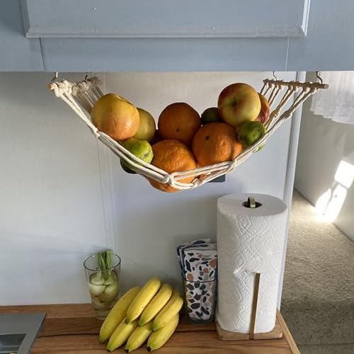 Hamaca para frutas de algodón premium y madera tejida de forma artesanal 6