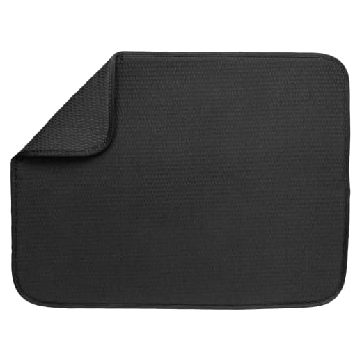 Envision Home Absorbent, Reversible Microfiber Dish Drying Mat for Kitchen,18 Inch x 24 Inch, X-Large, Black