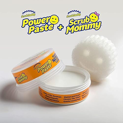 Scrub Daddy CIF Power Paste Pierre Blanche de Nettoyage - Pierre d'Argile et Creme a Recurer Multi Surfaces - Produit Menager Entretien Maison et Cuisine avec Eponge Scrub Mommy Incluse
