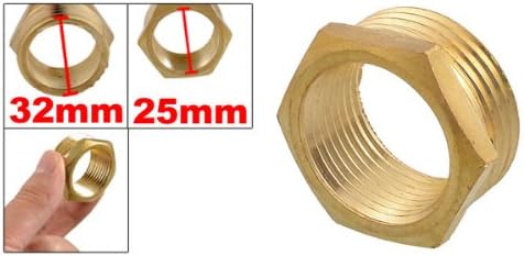Sourcingmap 25mm Female to 32mm Male Thread Adapter Fitting Brass Tone, 12 x 37mm - Image 3