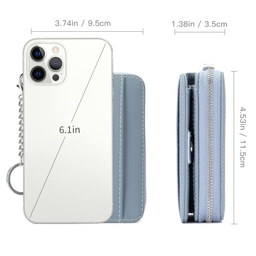 Image of GAEKEAO Wallet Women RFID Blocking Leather Credit Card Holder Compact Small Womens Wallet with ID Window Zipper Coin Pocket