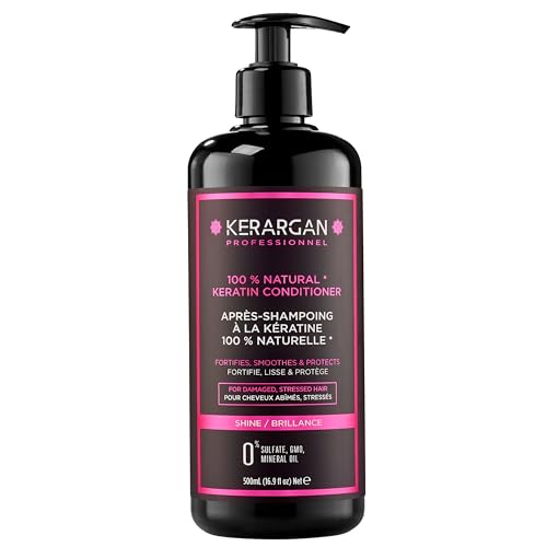 Kerargan - Balsamo Ultra Riparatore alla Cheratina per Capelli Danneggiati e Stressati - Ammorbidente, Lisciante e Protettivo - Senza Solfati, OGM, Oli Minerali - 500ml