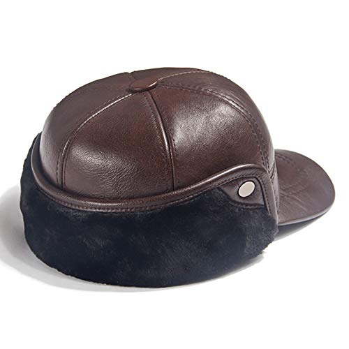Dôme d'hiver en cuir véritable capuchon de baseball chaud taille réglable 56cm - 4