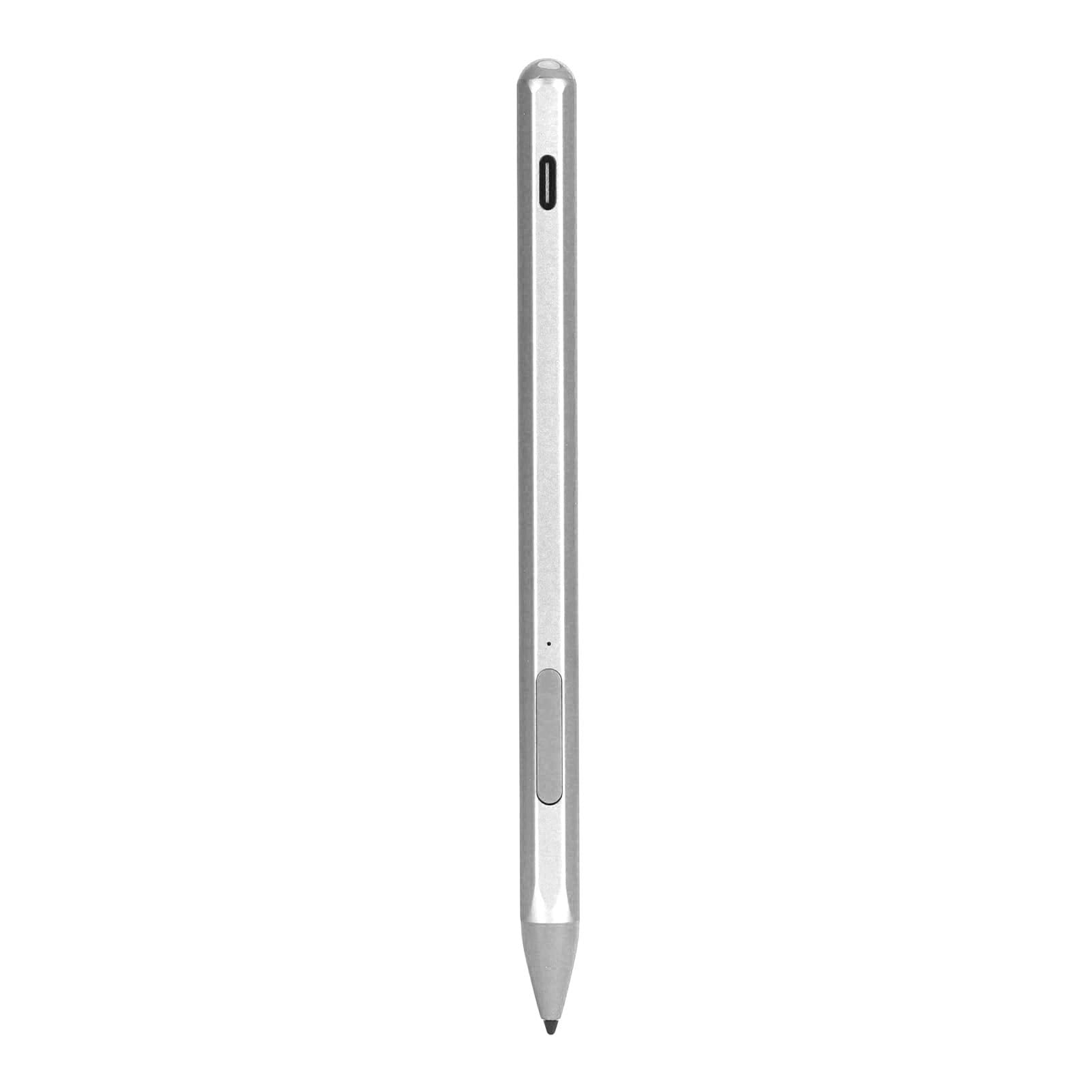 Lápiz óptico para Portátil Recargable con Sensibilidad a la Presión 4096 para Artistas y Diseñadores Aleación de Aluminio 3 Puntas de Repuesto (Plata)