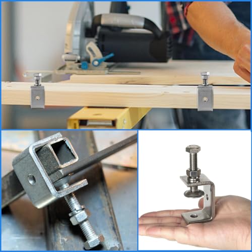 LEAUM Edelstahl C-Zwingen 6 Teiliges Set, C Klemme Kieferöffnungen 30mm Fixierzange Einstellbar Klemmbereich ist 0-25mm mit Edelstahl Haken und Ringschrauben für Holzarbeiten, Schweißen und Tischlerei