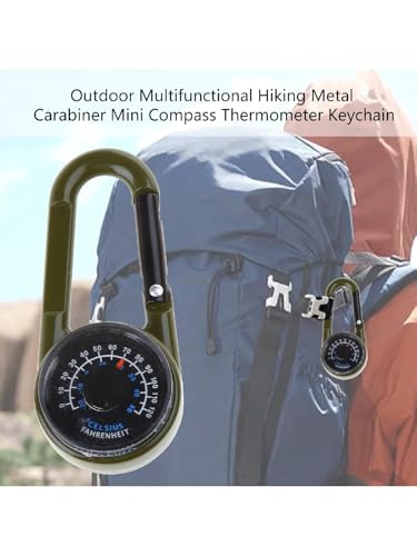 Mosquetón multifuncional para exteriores con termómetro, brújula y doble pantalla, llavero para senderismo, camping y supervivencia miniatura 6