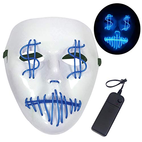 Light up Mask,Coxeer Halloween Scary Mask Cosplay Costume Mask LED Light Up Masks