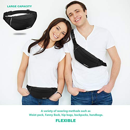 MOBIUSPHY Bauchtasche Damen Herren Gürteltasche Hüfttasche Handytasche Sport Laufgürtel, Schwarz
