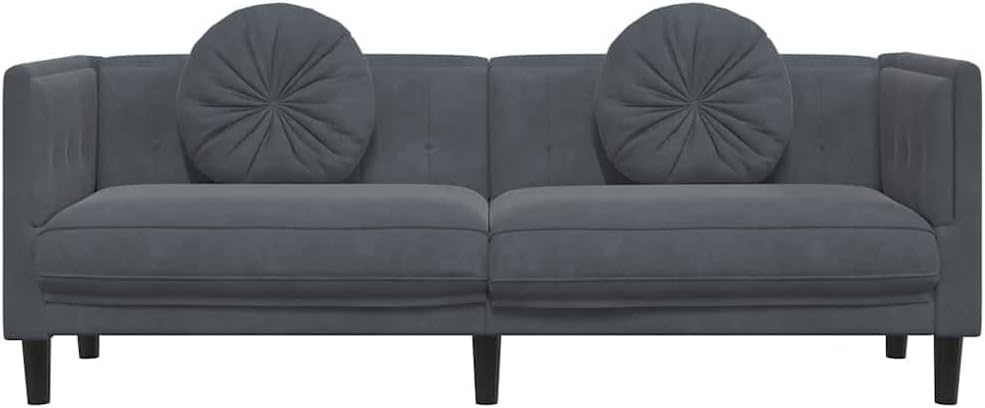 vidaXL Sofa with Cushions 3-Seater, Upholstered Couch with Armrests, Settee for Living Room, Three Seater Couch, Modern Style, Dark Gray Velvet