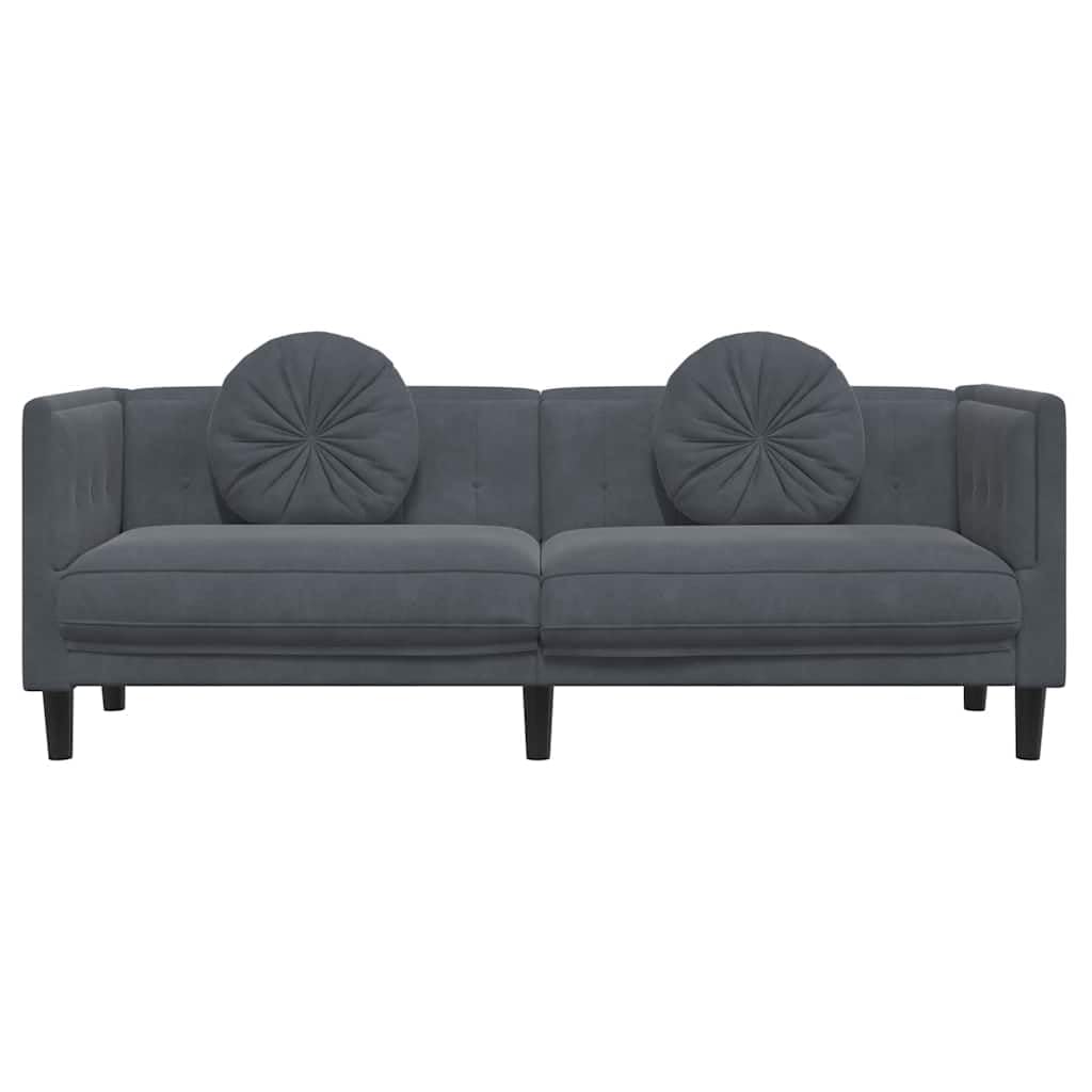 Sofá con Cojines 3 plazas Terciopelo Gris Oscuro