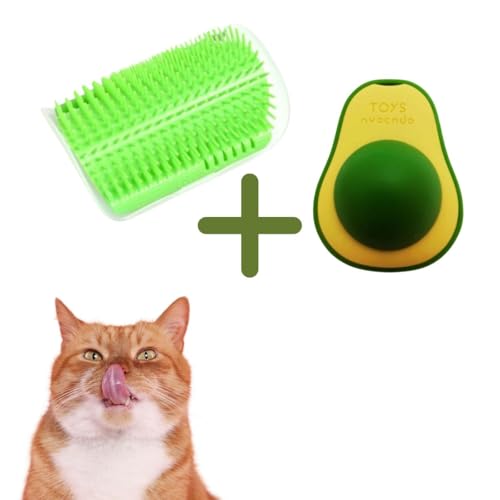 KIT ABACATE CATNIP + ESCOVA CANTO DE PAREDE Brinquedo Interativo com Erva de Gato
