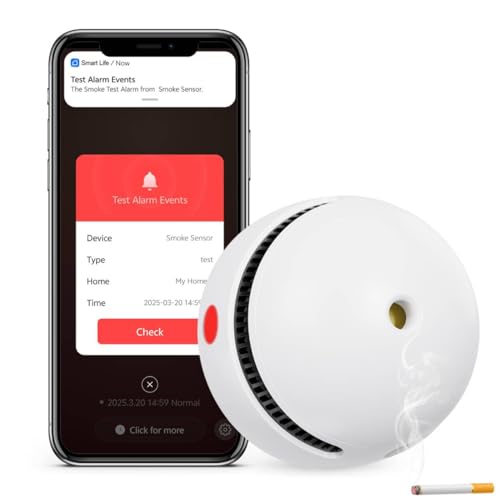 1 Pack Interconnected Smart Smoke Detector Smoke Alarm Bluetooth Real-Time