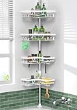 Kegii Estantería Ducha Telescópica Esquina 4 Niveles Blanca, Toallas - Ideal Esquina Ducha/Bañera