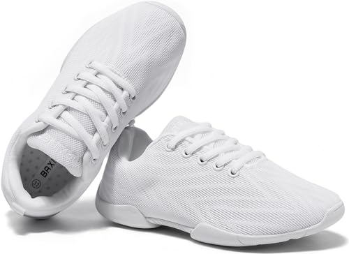 Image of BAXINIER Girls White Cheerleading Shoes Breathable Youth Cheer Competition Sneakers Athletic Training Dance Tennis Walking Shoes