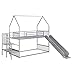 Twin Over Twin Bunk Bed with Slide and Storage Stairs, Heavy Duty Bunk Bed/House Bunk Bed Twin Over Twin, Twin Floor Bunk Beds for Kids, Girls, Boys(Twin Over Twin Sliver)