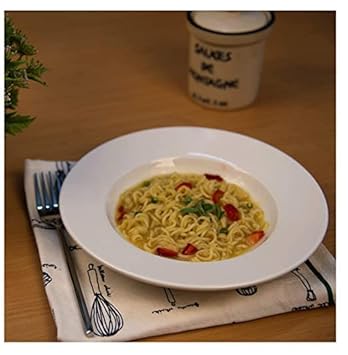 PremiumPurchase Tableware Fine Porcelain Round Deep Pasta Soup Gravy Plate Size-22 cm (Color-White) 4 Pcs (1)