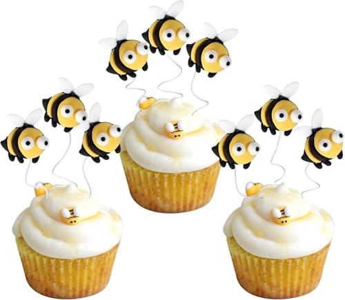30 Adornos de Abeja para Cupcakes - Figura Pequeña de Resina, Decoración para Tartas, Néctar de Abeja - para Bebé, Ducha, Niños, Niñas, Temática de Cumpleaños
